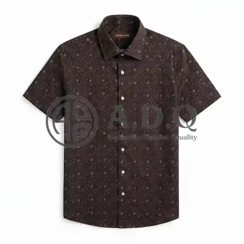 ÁO SƠ MI CỘC TAY CT25, ĐEN HỌA TIẾT HOA - ADAM STORE SNC035