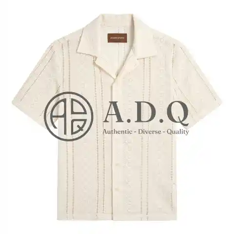 ÁO SƠ MI CỘC TAY TRẮNG ĐEN HỌA TIẾT DỆT KIM - ADAM STORE SNC