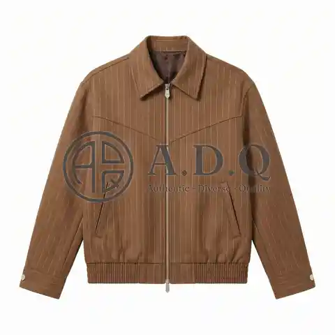 ÁO KHOÁC BOMBER NAM SỌC KIM, CỔ SƠ MI 2 KHÓA KÉO - ADAM STORE AK136