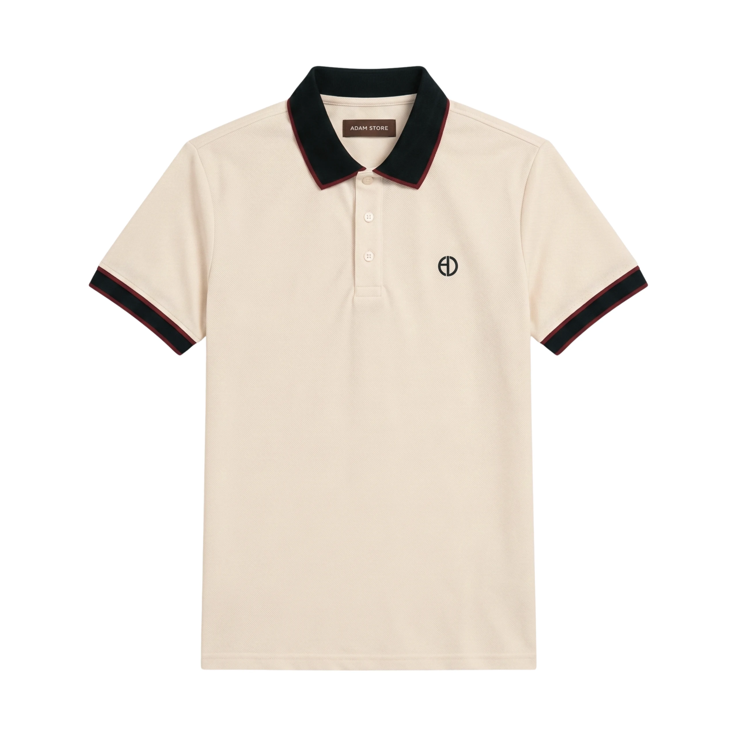 ÁO POLO NAM PHỐI MÀU BE, SỌC CỔ ÁO VÀ TAY - ADAM STORE AP448
