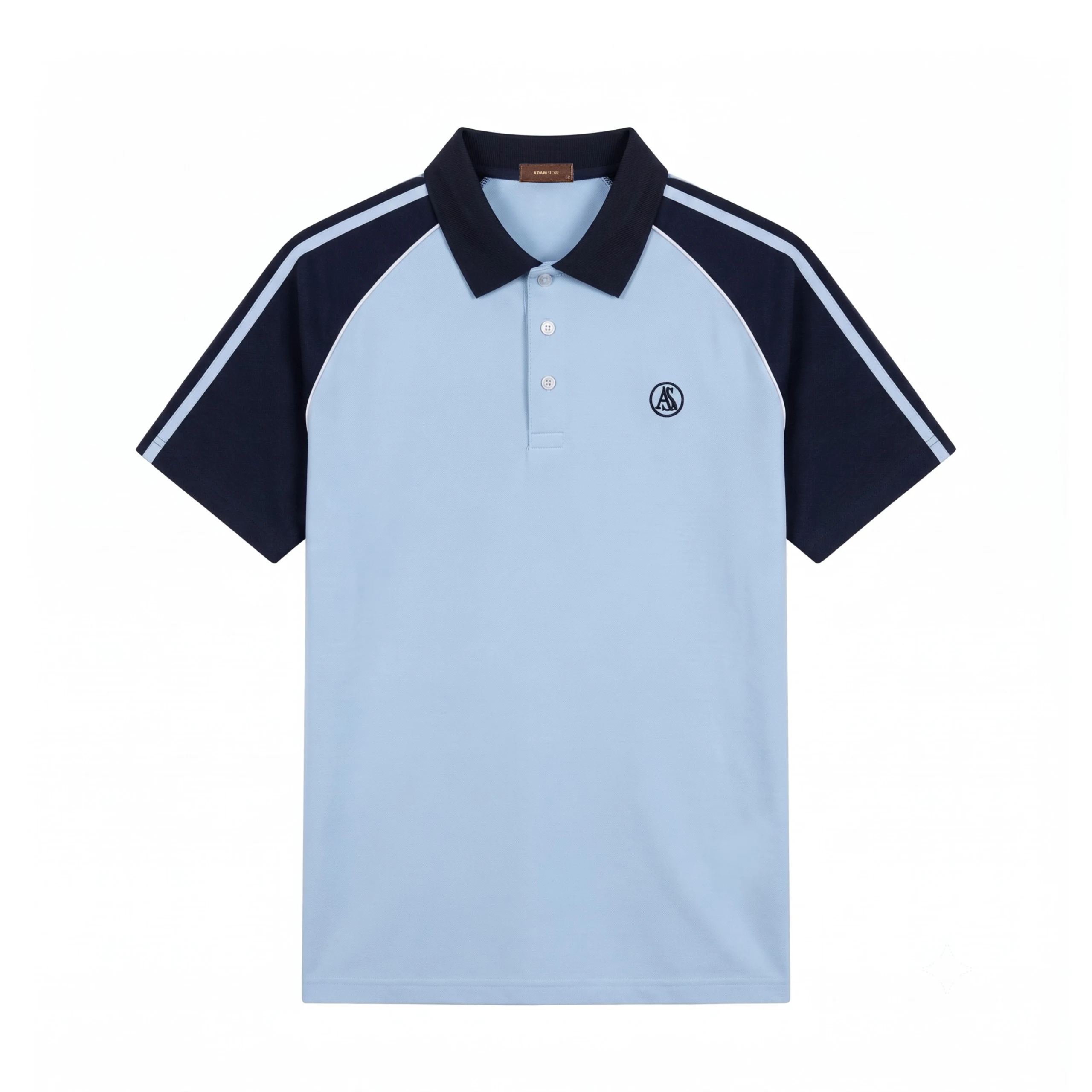 ÁO POLO NAM XANH BIỂN PHỐI HỌA TIẾT ĐÁP VAI - ADAM STORE AP245