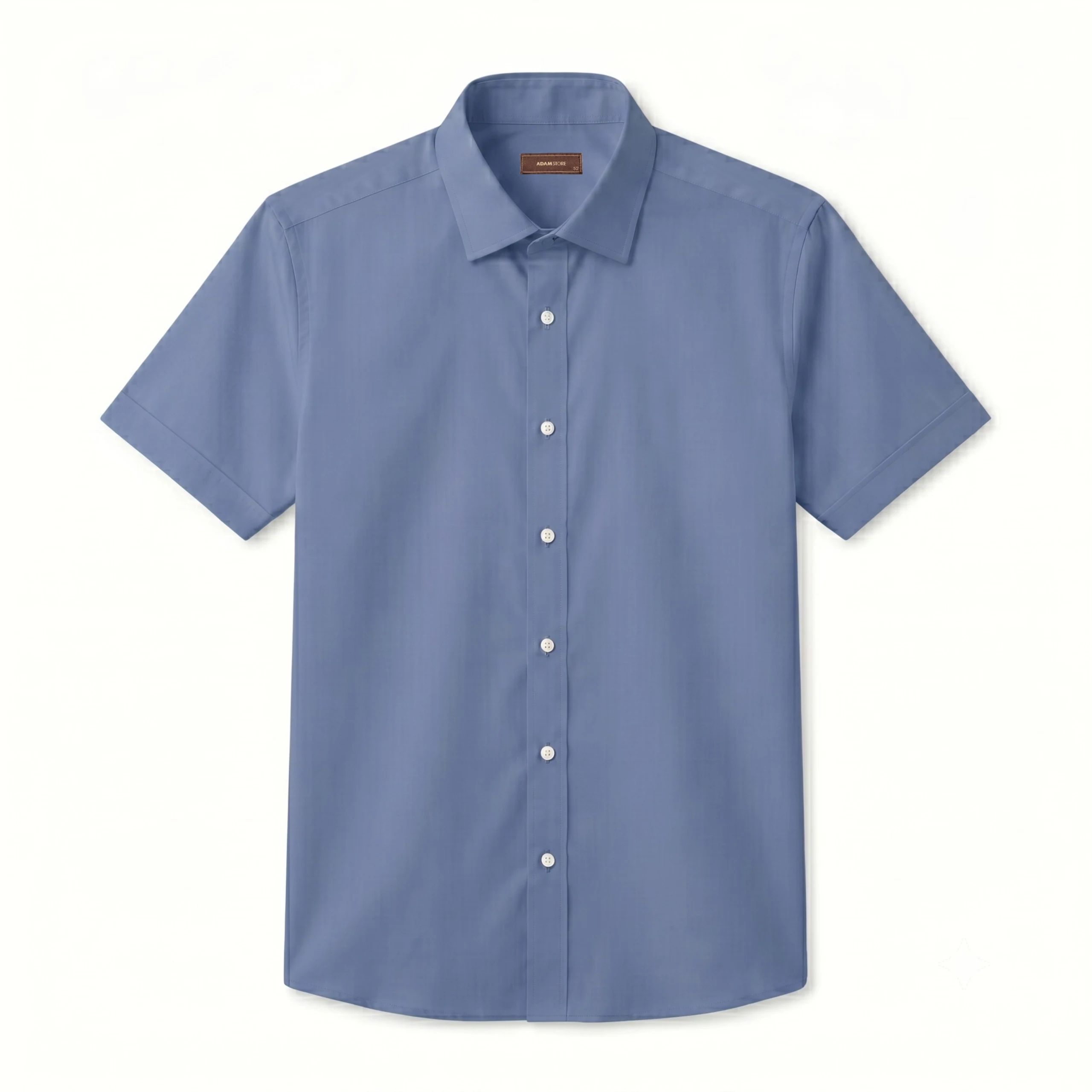 ÁO SƠ MI CỘC TAY CỔ ĐỨC MÀU XANH DENIM - ADAM STORE SNC050X