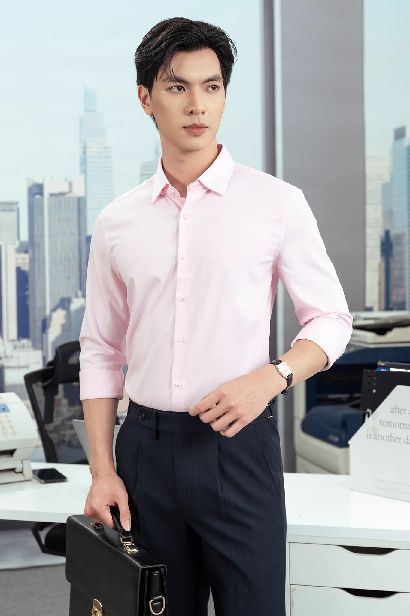 ÁO SƠ MI DÀI TAY TRƠN ĐA SẮC, PHOM CHUẨN - ADAM STORE SMC161 - ảnh 3