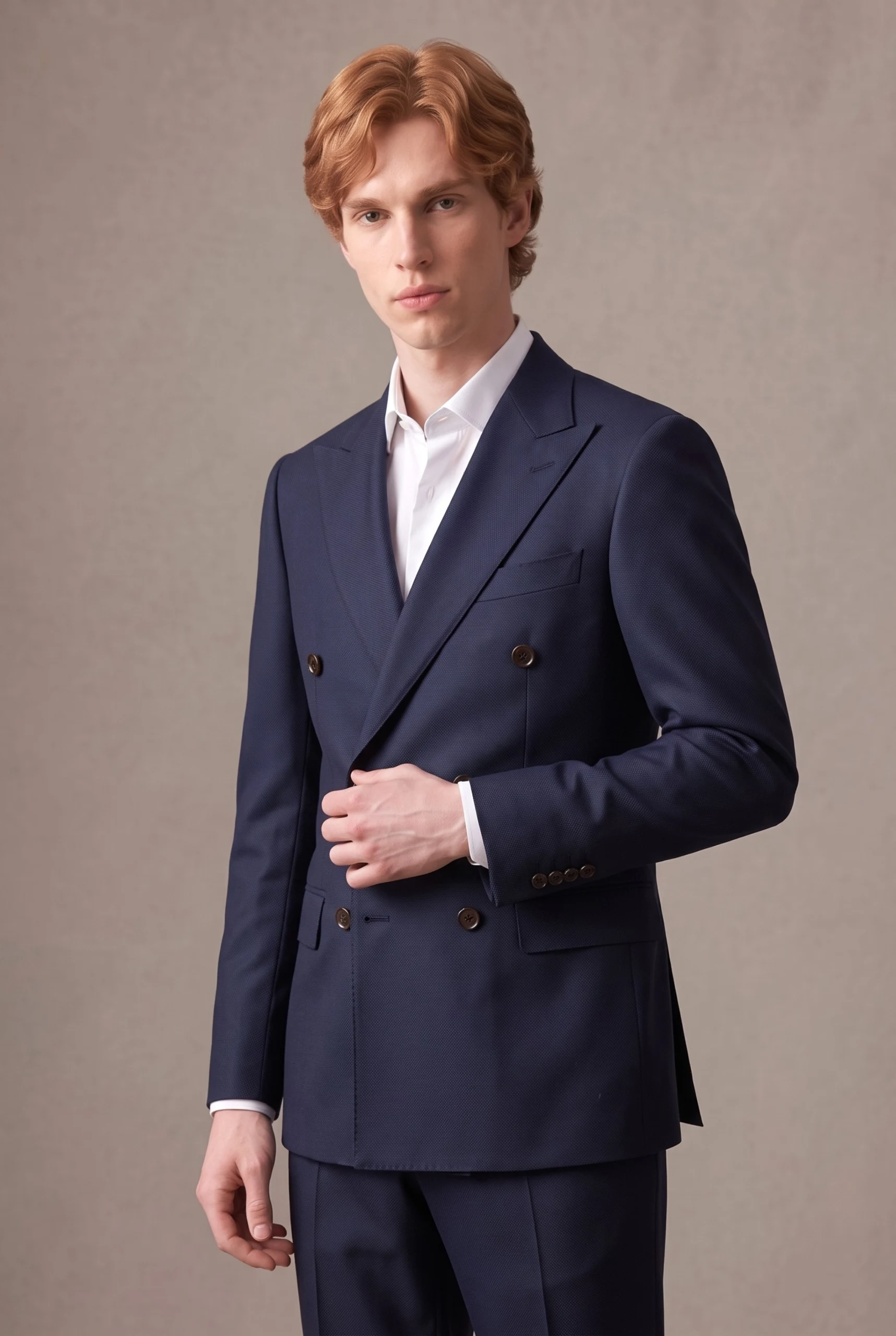 ÁO VEST NAM DOUBLE-BREASTED XANH NAVY CAO CẤP - ADAM STORE TXV52CQ - ảnh 3